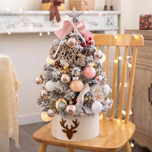 풀세트 크리스마스트리 장식 나무 미니트리 세트 탁상 테이블 책상 트리 데코용품 소품 핑크