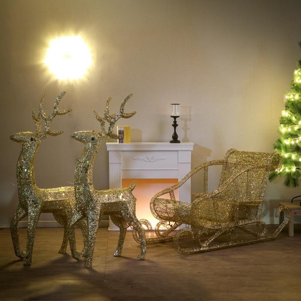 NEW 대형 크리스마스 사슴 썰매 장식 산타썰매 사슴장식