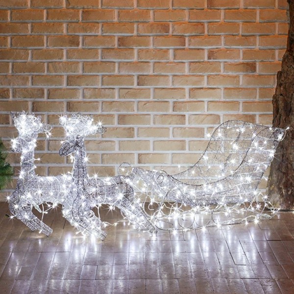 트리장식 크리스마스소품 장식세트 사슴썰매 실버 LED