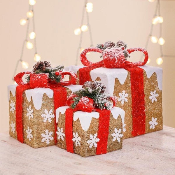 크리스마스 눈꽃 선물상자 3종세트 트리꾸미기 소품