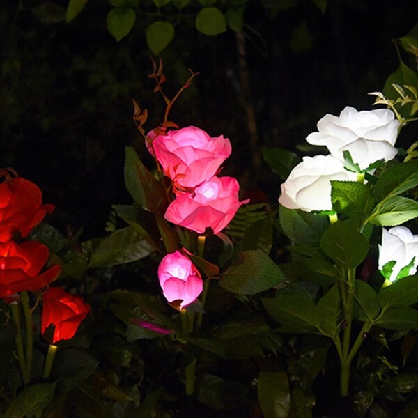 정원 마당 인테리어 태양열 충전식 LED장미 LED꽃 LED로즈 플라워 가든 조명 무드등
