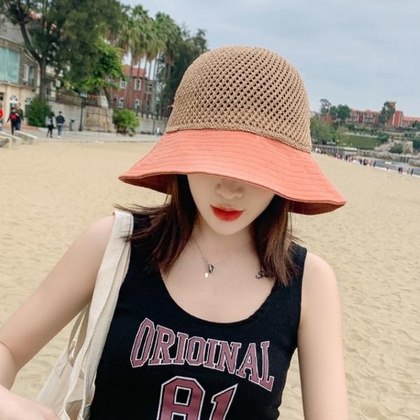러블리 햇빛 차단 해변 여름 벙거지 모자 버킷햇 레드