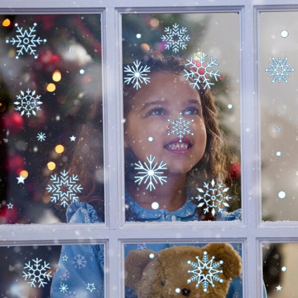 골드 실버 화이트 큰눈송이 크리스마스 윈도우 스티커 눈꽃 창문 꾸미기 시트지 인테리어소품