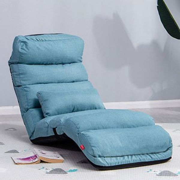 각도조절 1인용 좌식소파 의자 침대 편안한 폴딩 체어 베드 스웨이드 리클라이너 쇼파 블루