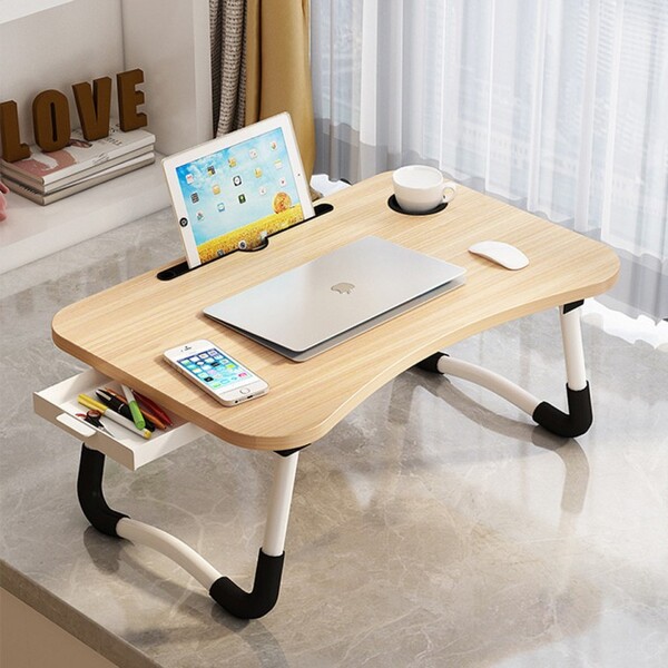 우드 접이식 좌식 테이블 태블릿 거치 서랍형 책상