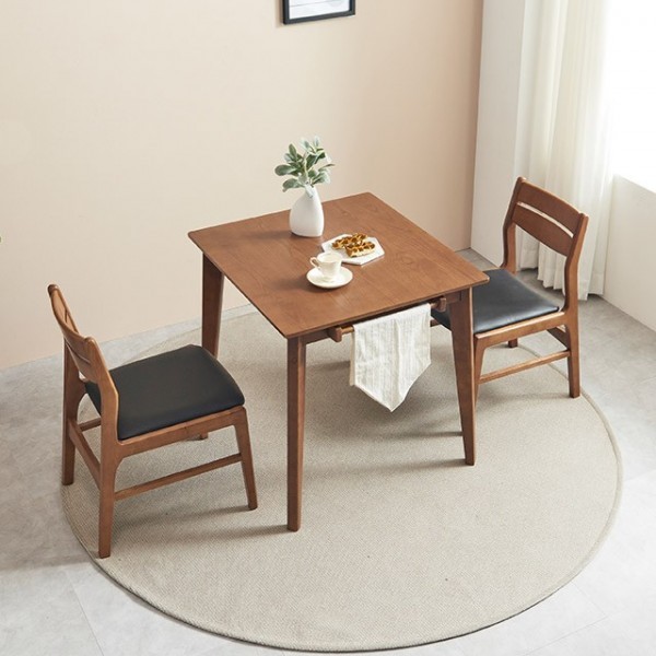 가구샘 고무나무 원목 2인용 테이블 의자 세트 H8380