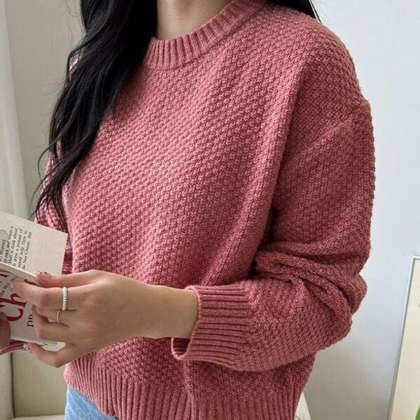 스웨터 캐시울 니트티 박스핏 10색 여성 라운드