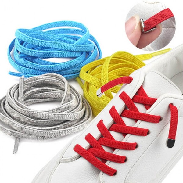 운동화끈 매듭없는 늘어나는 스니커즈 신발끈 다양한 색상 클립 고정 고무줄신발끈