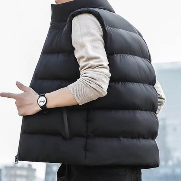 남자 베이직 도톰 패딩 클래식 조끼 웰론 베스트 기본핏 겨울 하이넥 디자인