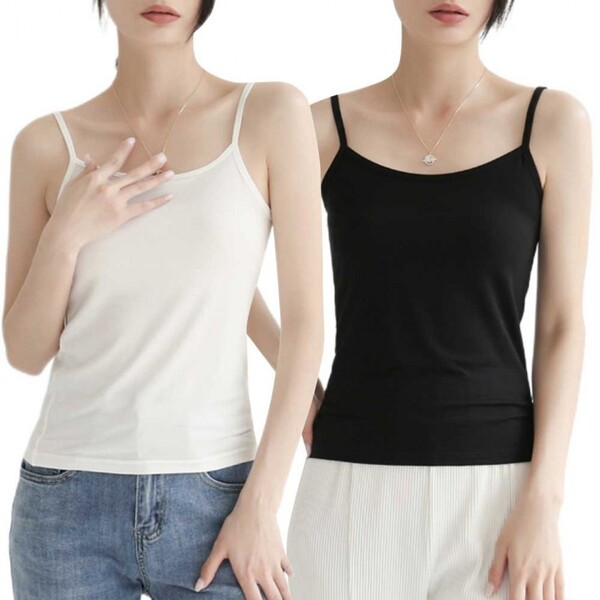 1+1 여성 슬림 끈나시 민소매 여자런닝 슬리브리스 티셔츠
