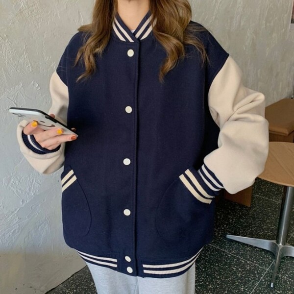 포켓 여성 야구점퍼 기모 야구잠바 박시핏 여자 자켓