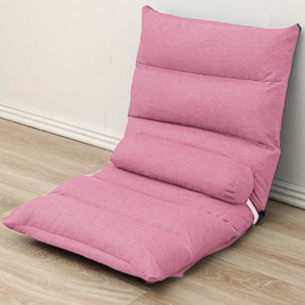 1인용 각도조절 소파 좌식 의자 편안한 리클라이너 쇼파 페브릭 폴딩체어 핑크 허리쿠션