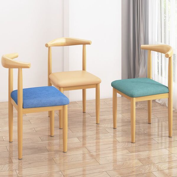식탁 의자 가정용 현대 심플 침실 책상 화장 의자 모조 원목 식탁 의자 등받이 소뿔 의자